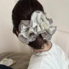 Encaje a cuadros doble gorda gorda gorda gorra de pelo grueso 2025 nuevo cordón 15cm omega-croqueta cabeza cabeza flor tocado Specification image